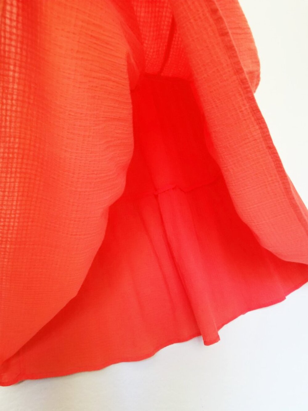 J. Crew Tiered Ruffle Maxi Dress M Crinkle Gauze 100% Cotton Red Orange $128 - Picture 15 of 16